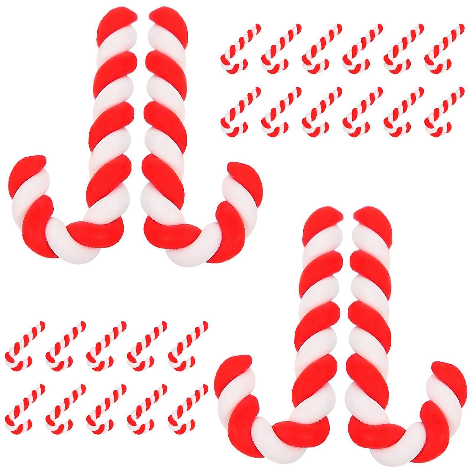 50Pcs Artistic Holiday Accessories Cane Shape for Scrapbook DIY Projects Mobile Phones Parties in Red