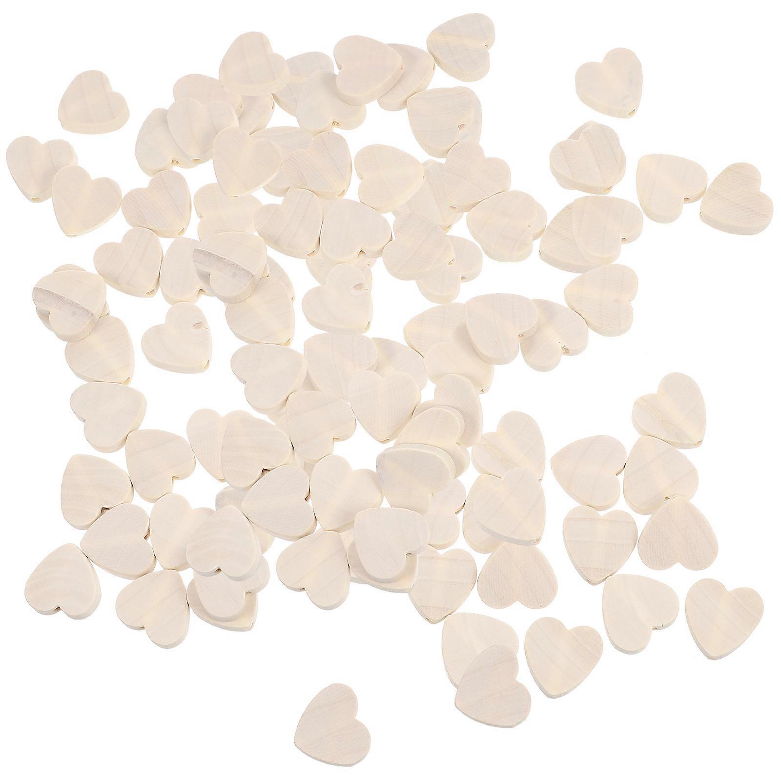 100pcs Wood Heart Shape Beads for DIY Jewelry Making with Spacer Beads and Heart Charms