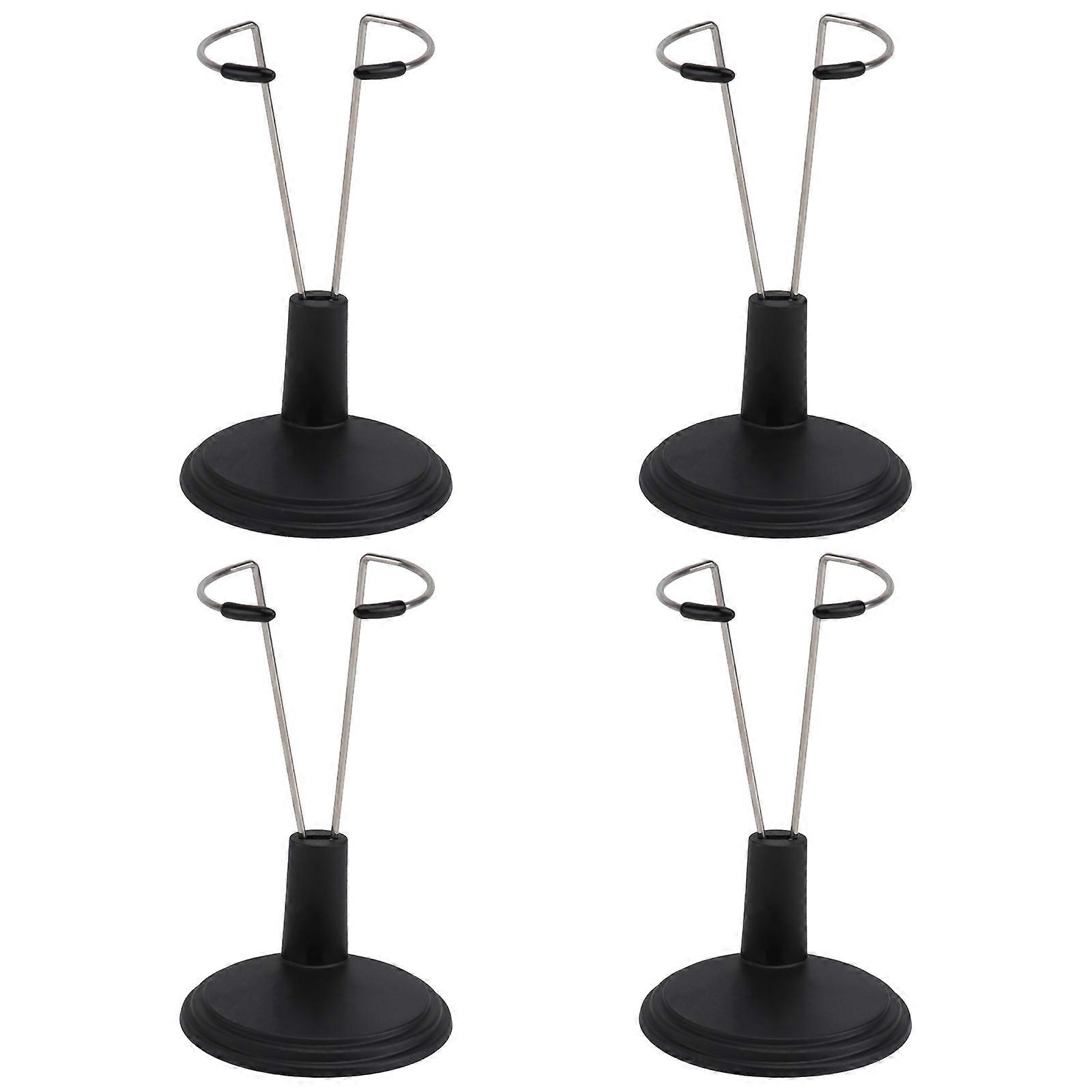4pcs Creative Doll Stand for Bears & Fashion Dolls – Portable Lightweight Display Rack for Home Storage & Organization, Black