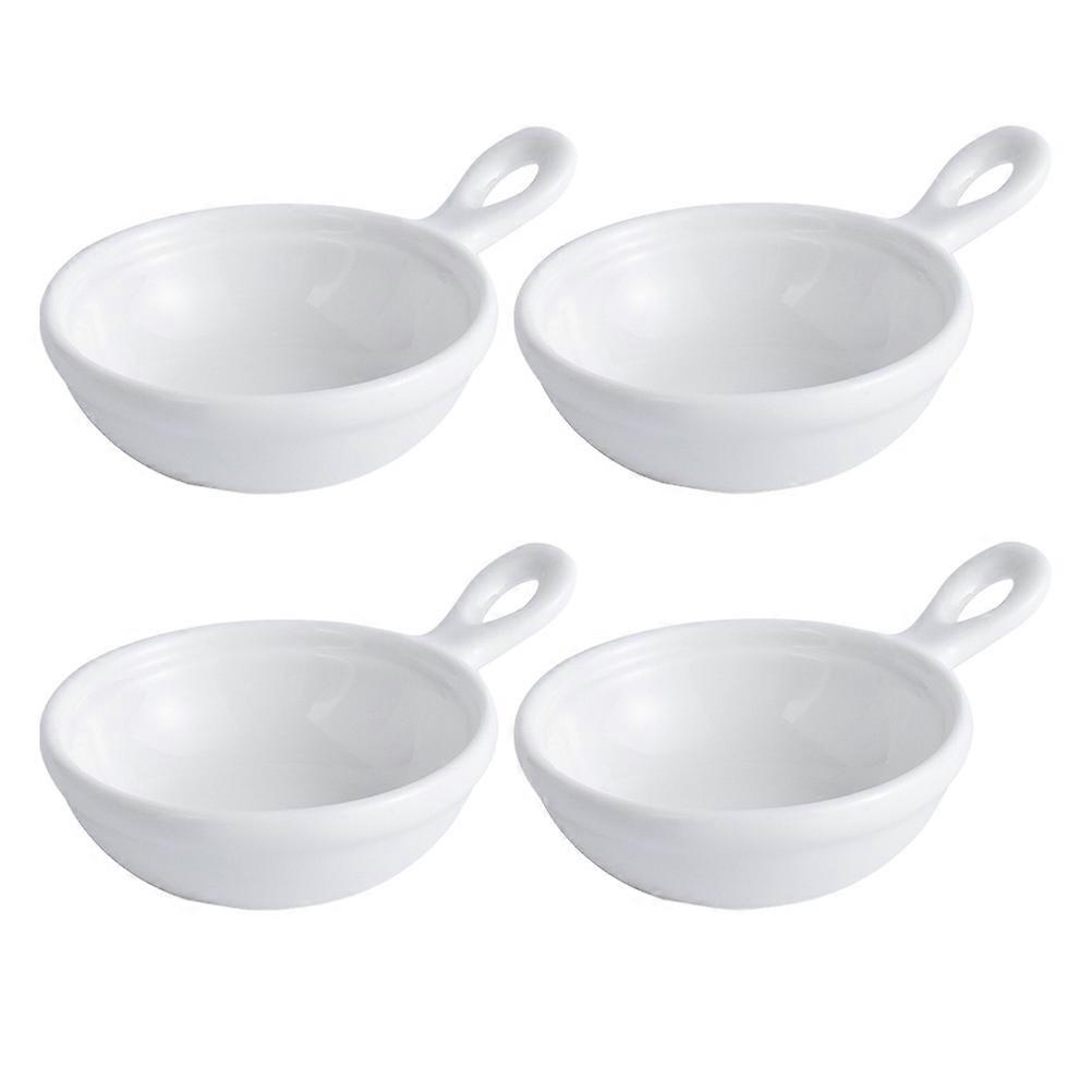 4Pcs Little Snack Plates Dipping Bowls Creative Appetizer Plates with Handles