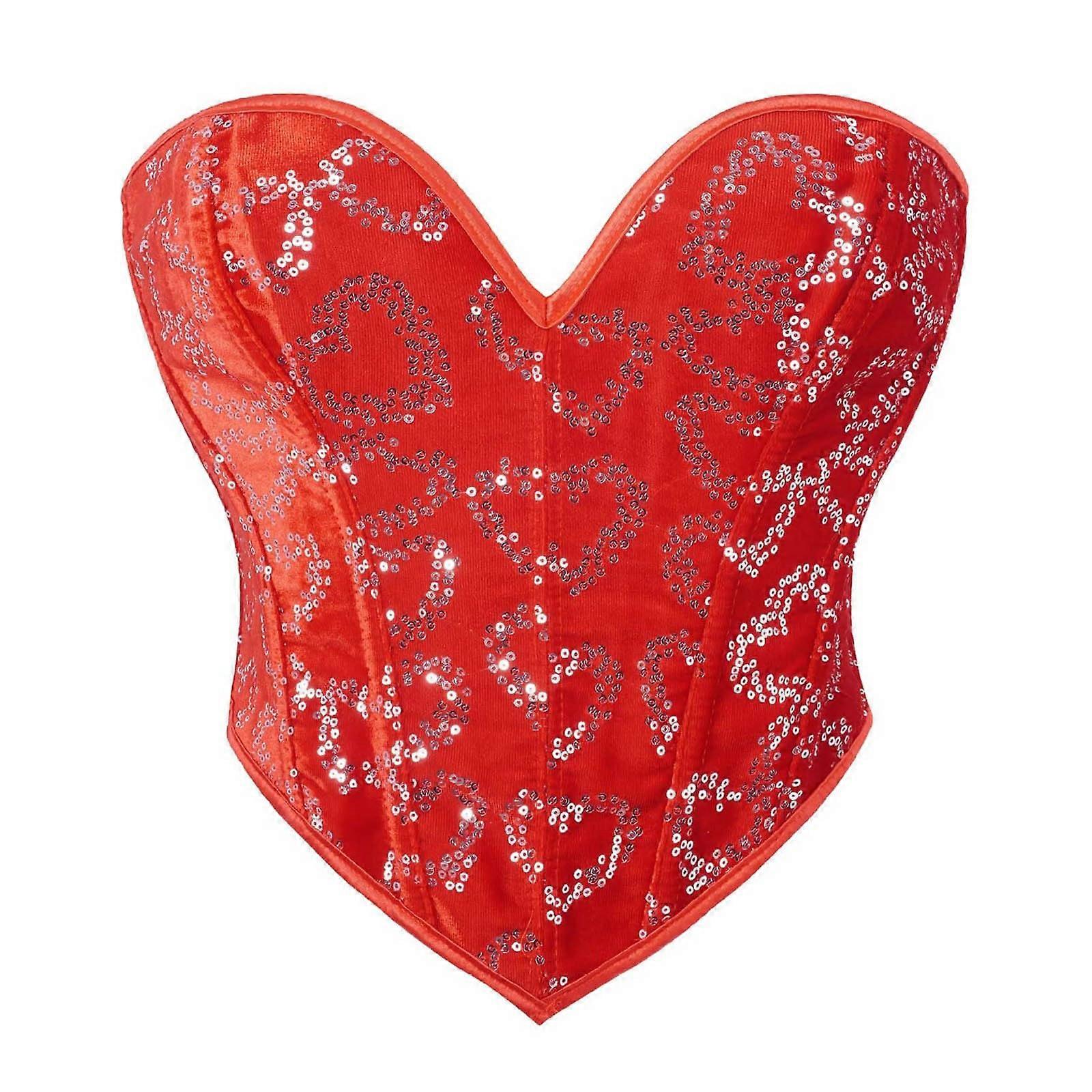 Glitter Sequin Bustier Red XL