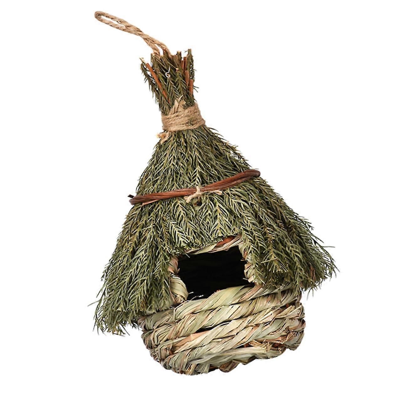 Handwoven Grass Birdhouse Decorative Nest For Garden And Balcony, Breathable And Durable, Bird Feeding Shelter