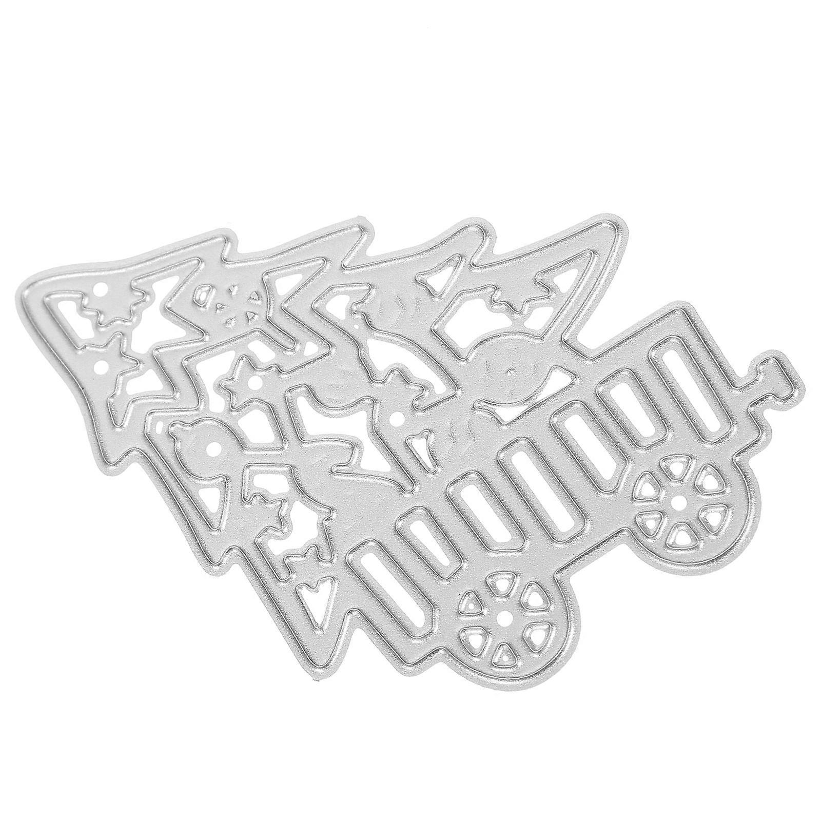 DIY Embossing Die Metal Christmas Tree Cart Stencil In Silver For Greeting Cards 1Pack