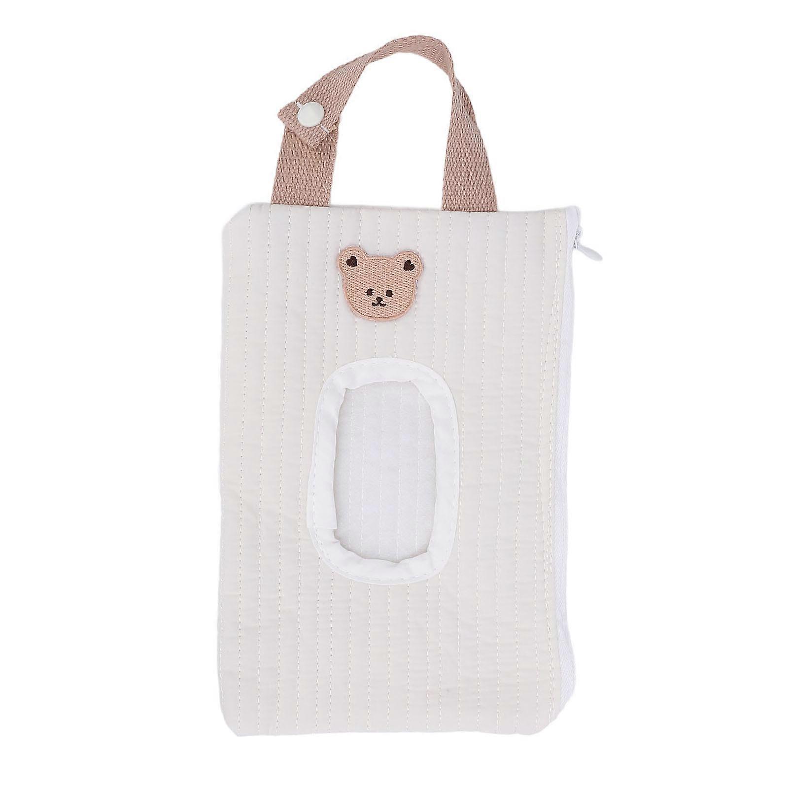 Travel Baby Wipes Case with Zipper Embroidered Portable Loop Refillable Baby Wipe Dispenser Bag