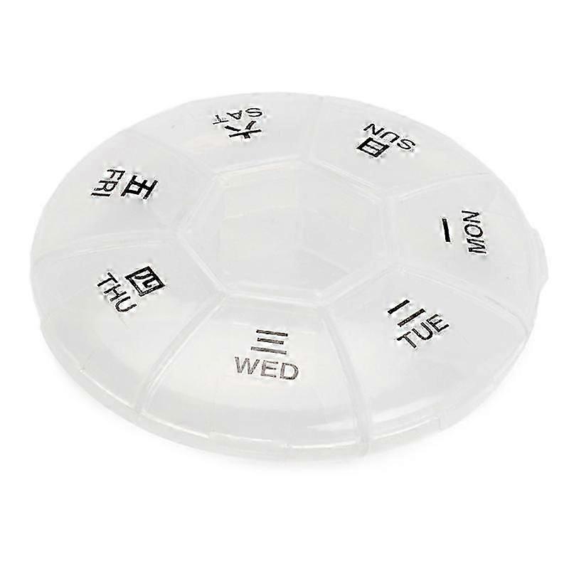 7-sided pill box for portable medicine storage round design