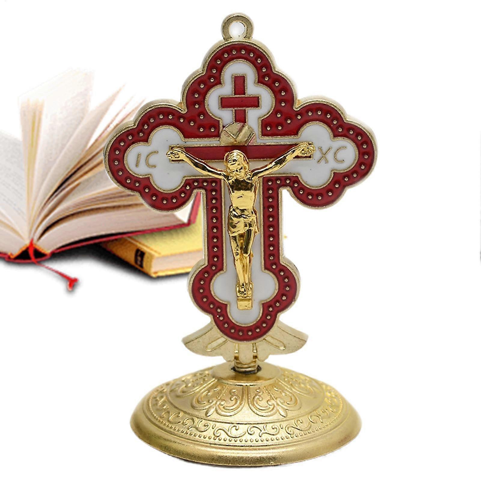 Nativity Ornaments for Christmas, Metal Christian Ornaments, Red Tabletop Ornaments for Desk, Bookshelf and Tree