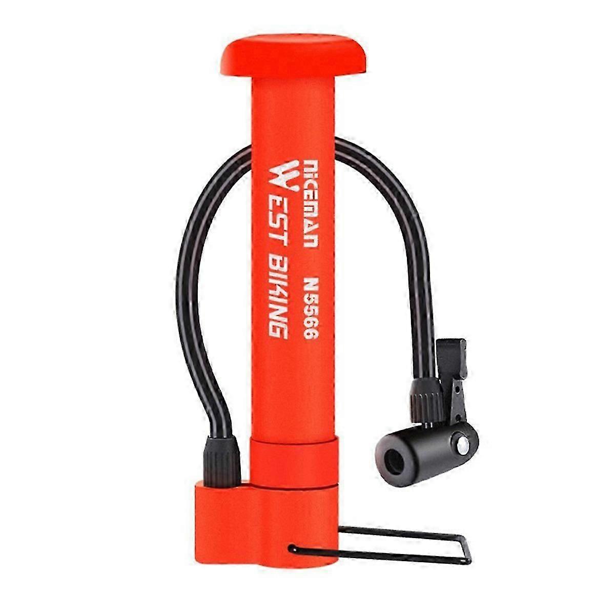 Portable hand pump for bicycle tires with Schrader