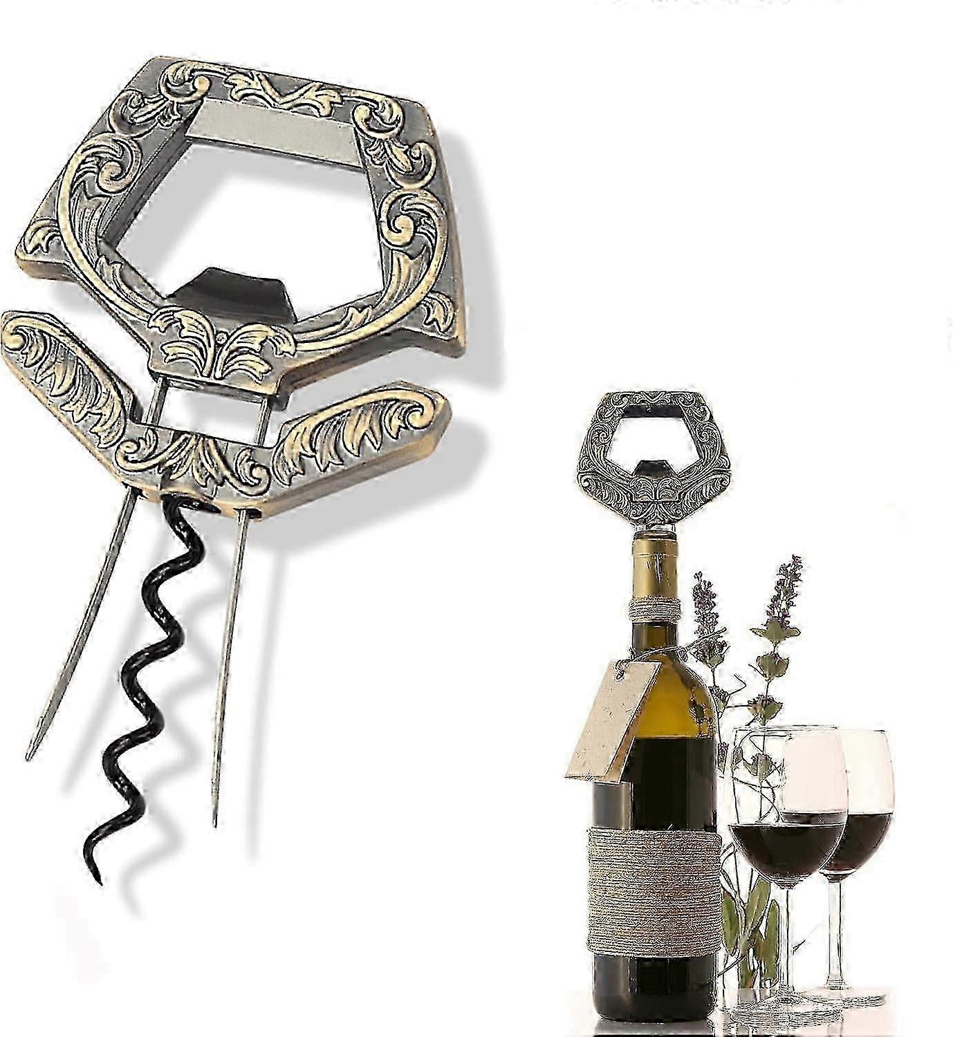 3 in 1 Ah So Two Prong Wine Opener & Cork Remover,It Can Remove The Older and Fragile Wine Corks so Easy for Connoisseur