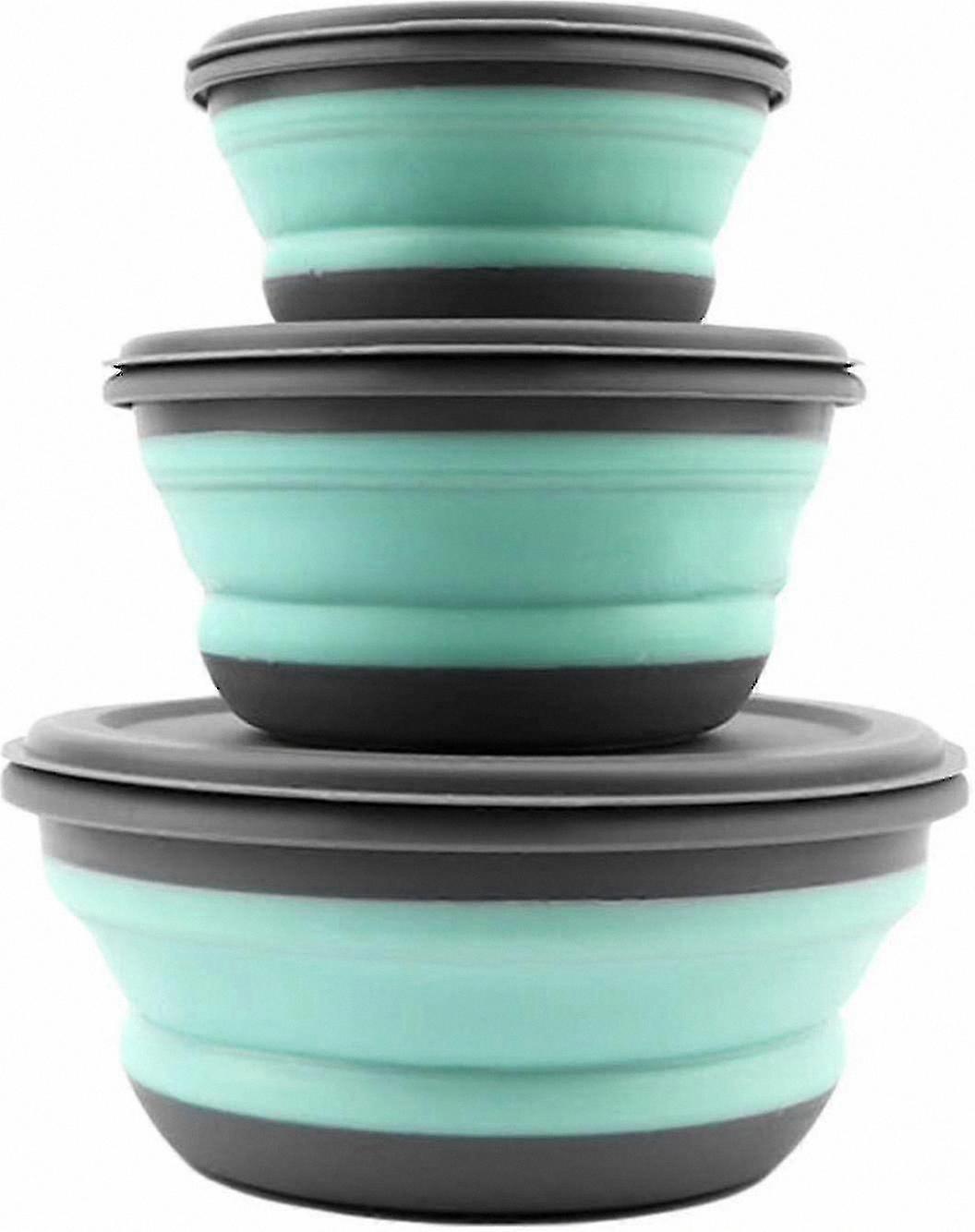 Compact Silicone Folding Bowl Set with Lid for Outdoor Camping