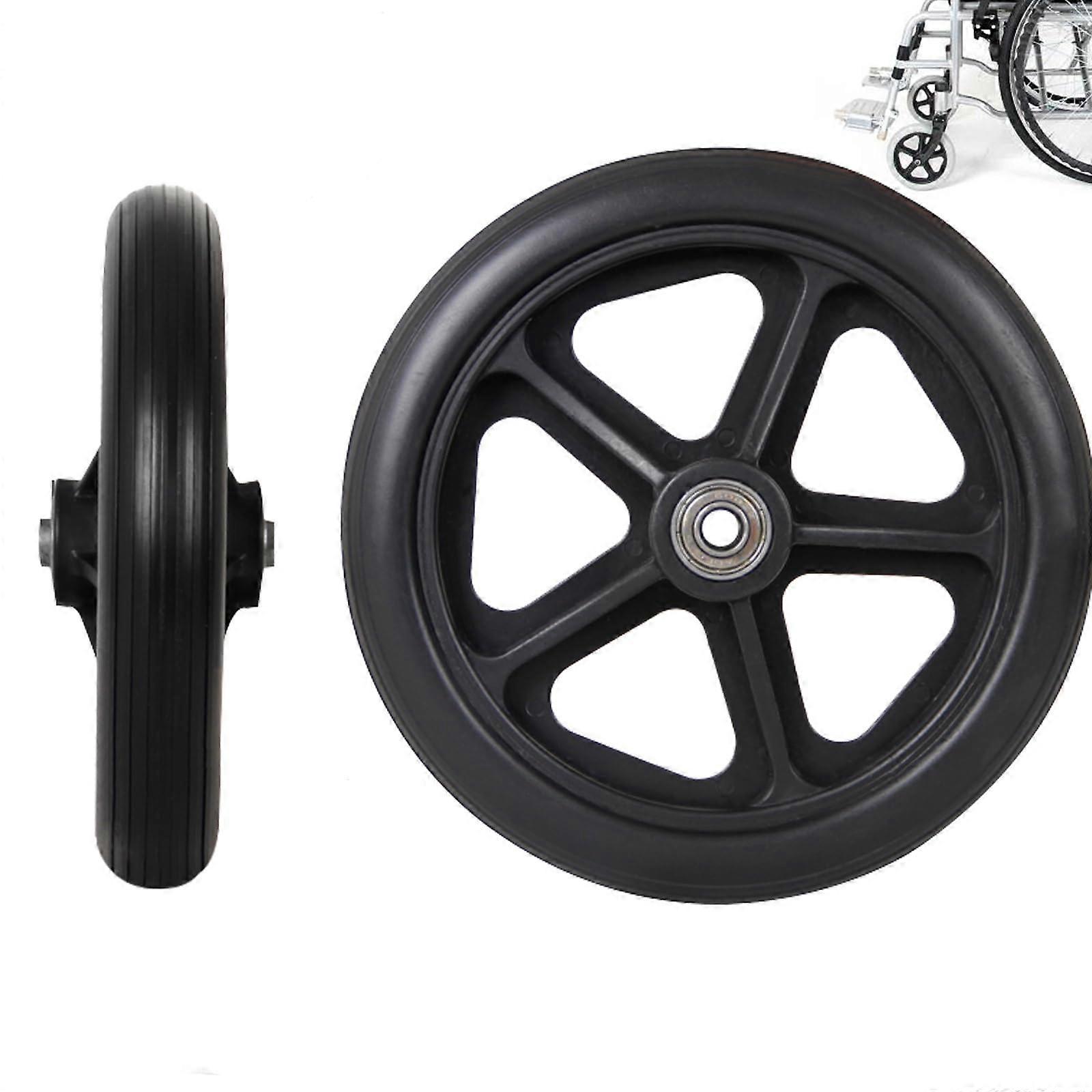 Replacement Swivel Castors for Wheelchair, PVC Rollator, Robust, NonSlip Wheels, Set of 2, Black Grey, 8 mm Bore