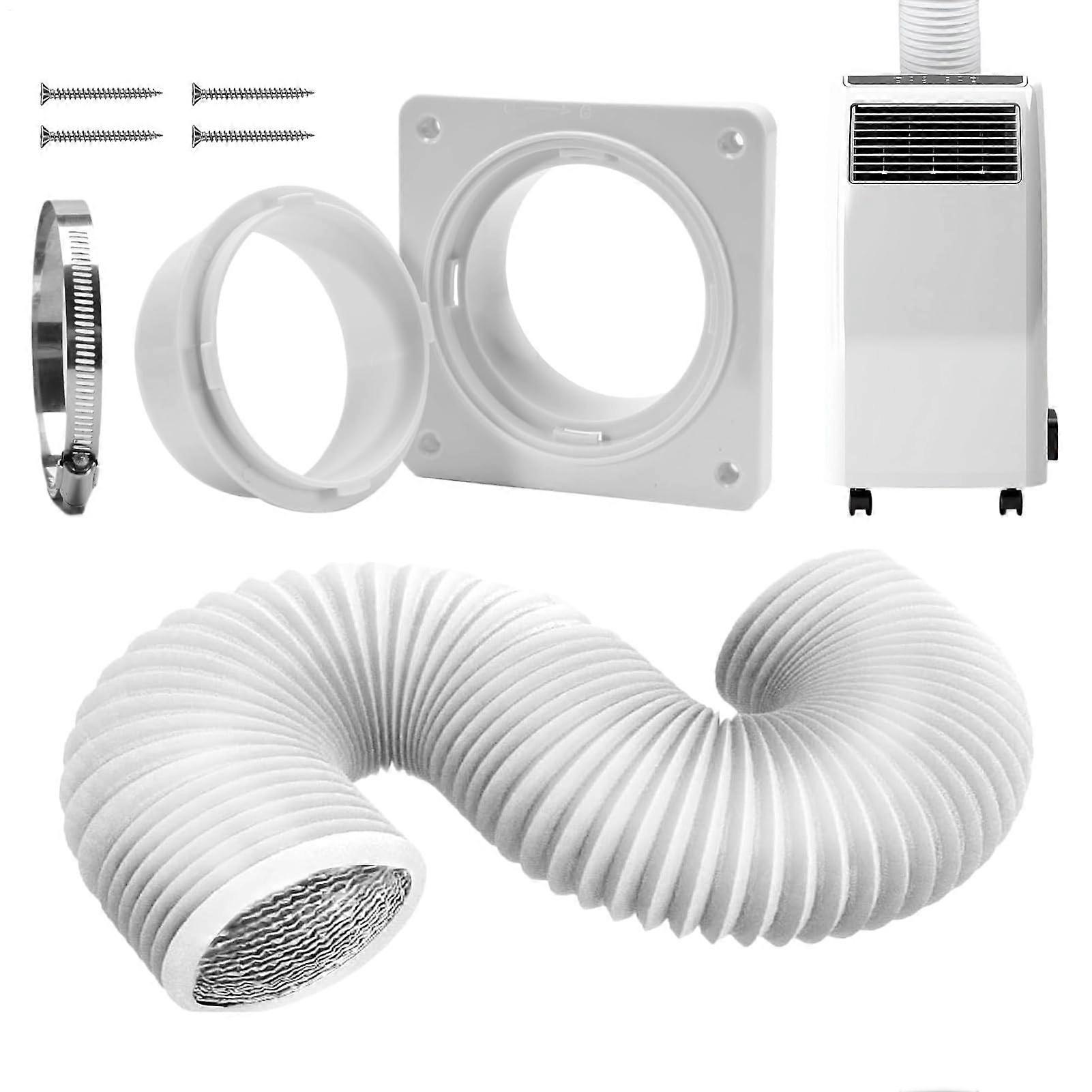 Portable AC Window Vent Kit with Exhaust Hose Connector Plate for Air Conditioner, Fan, Dryer