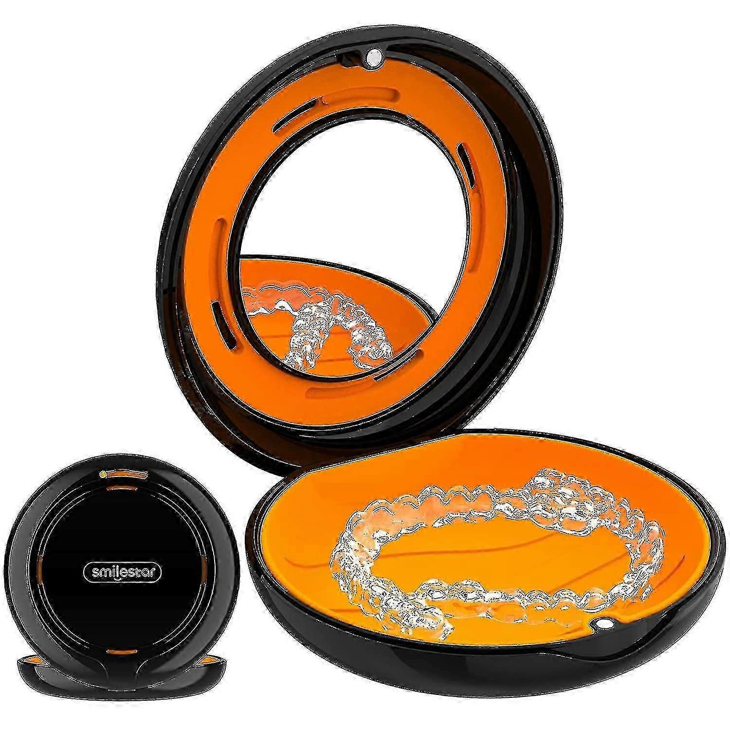 Retainer Case With Vent Holes, Slim Aligner Case With Mirror, Compatible With Invisalign, Mouth Guard Case(color:black)