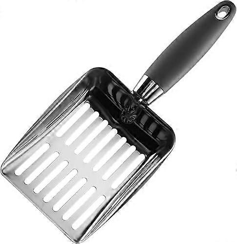 Cat Litter Scoop Stainless Steel Shovel Set of 2 - Deep Sifter with Ergonomic Handle, Grey Color for Easy Pet Cleaning