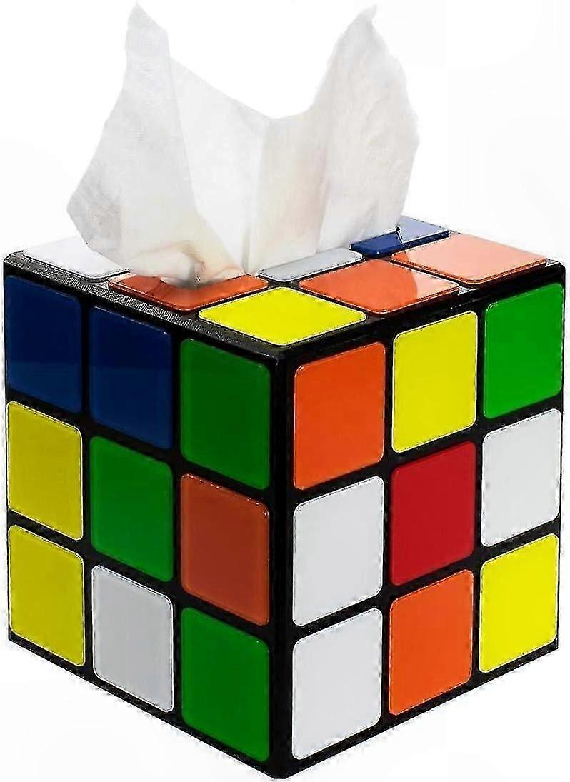Magnetic Lock Tissue Box Cover for Square Tissues, Plastic Cube Design, Multiple Colors Available