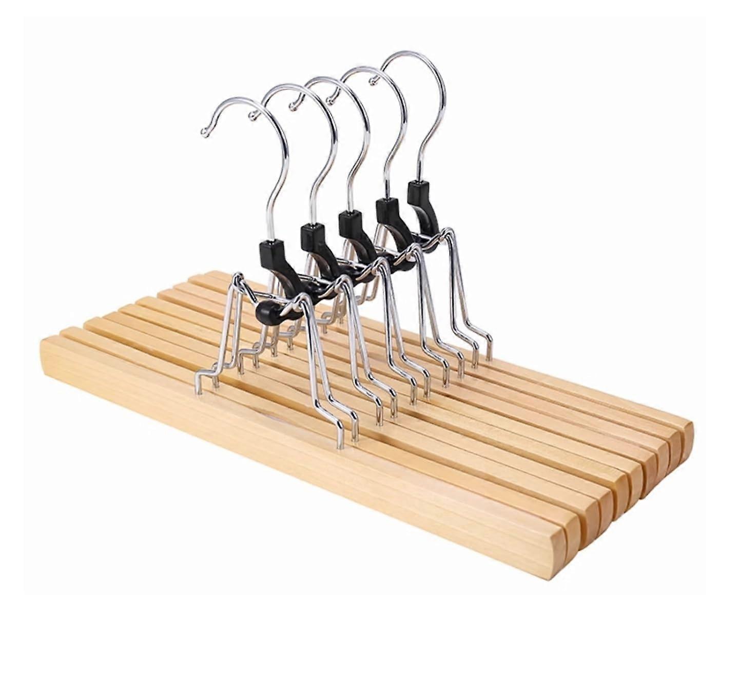 Durable Suit Hangers 10 Piece Wooden Non-Slip Hangers with 360 Degree Rotating Hook for Pants and Wardrobe Organization