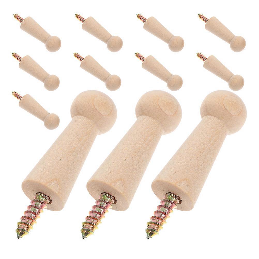 Wooden Shaker Pegs Wall Mounted Coat Hooks for Hanging Hats Towels Clothes Solid Beech Wood DIY Painting Surface Organizing Supplies for Bedroom