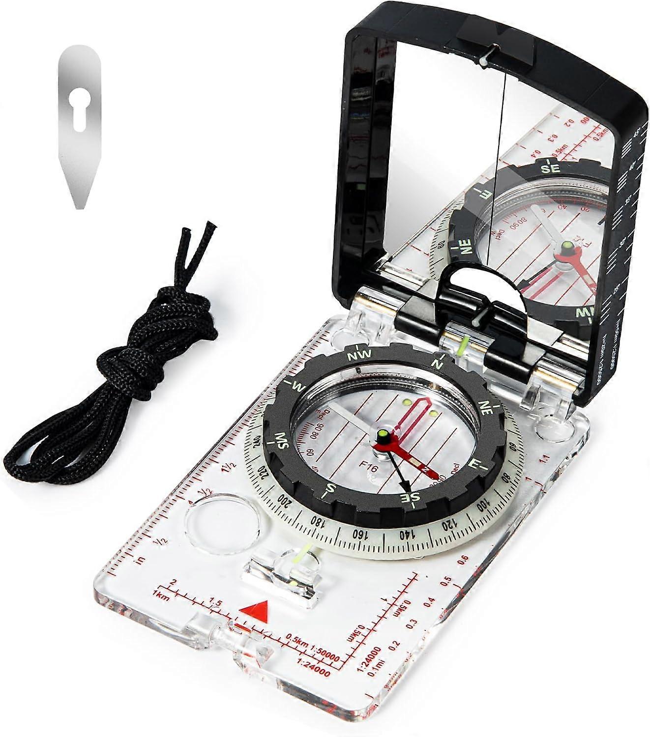 2025 Latest Model  High-Precision Compass with Mirror for Hiking, Camping, Adjustable Declination, Portable Orienteering Compass with Map