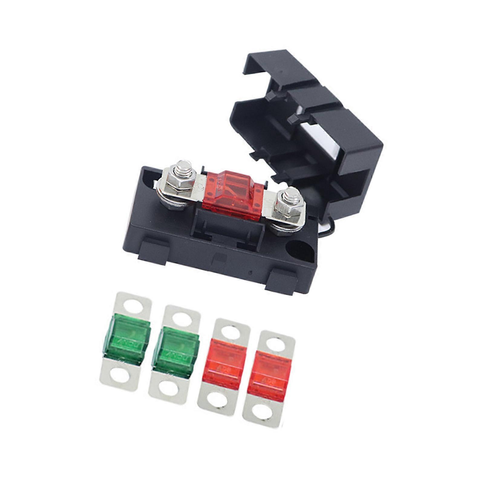 Plastic Fuses Box with 4Pcs Blade Fuses 30A 50A for Vehicle Circuit Overload Protections Trucks, Vehicles Multicolor