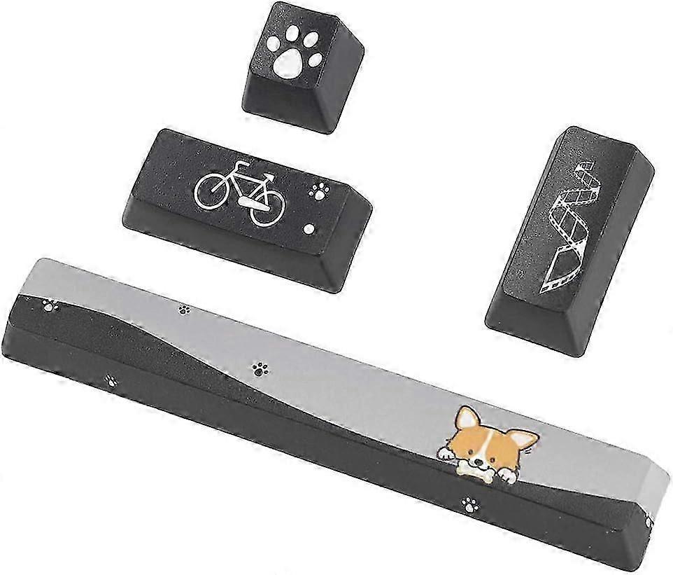 Mechanical Keycaps Set, DIY Mini Black Dogs Pattern Keycaps, Space+ ESC+ Enter+ Numpad Enter Keycap for Mechanical Keyboard (Mini Black Dogs Pattern,