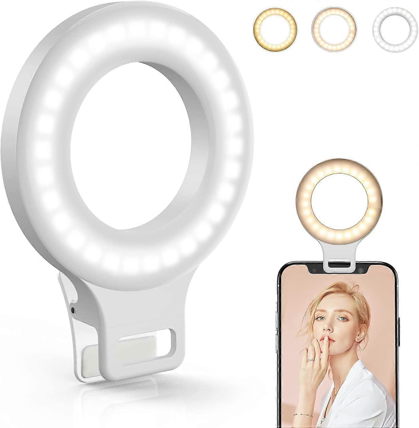 Clip on Ring Light, Rechargeable 60 LED Selfie Ring Light for Phone
