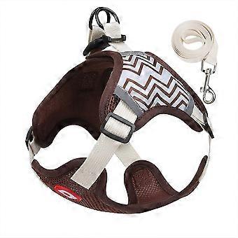 Pet Harness Adjustable Chest Traction Rope Breathable Reflective Vest for Small and Medium Dogs Brown M