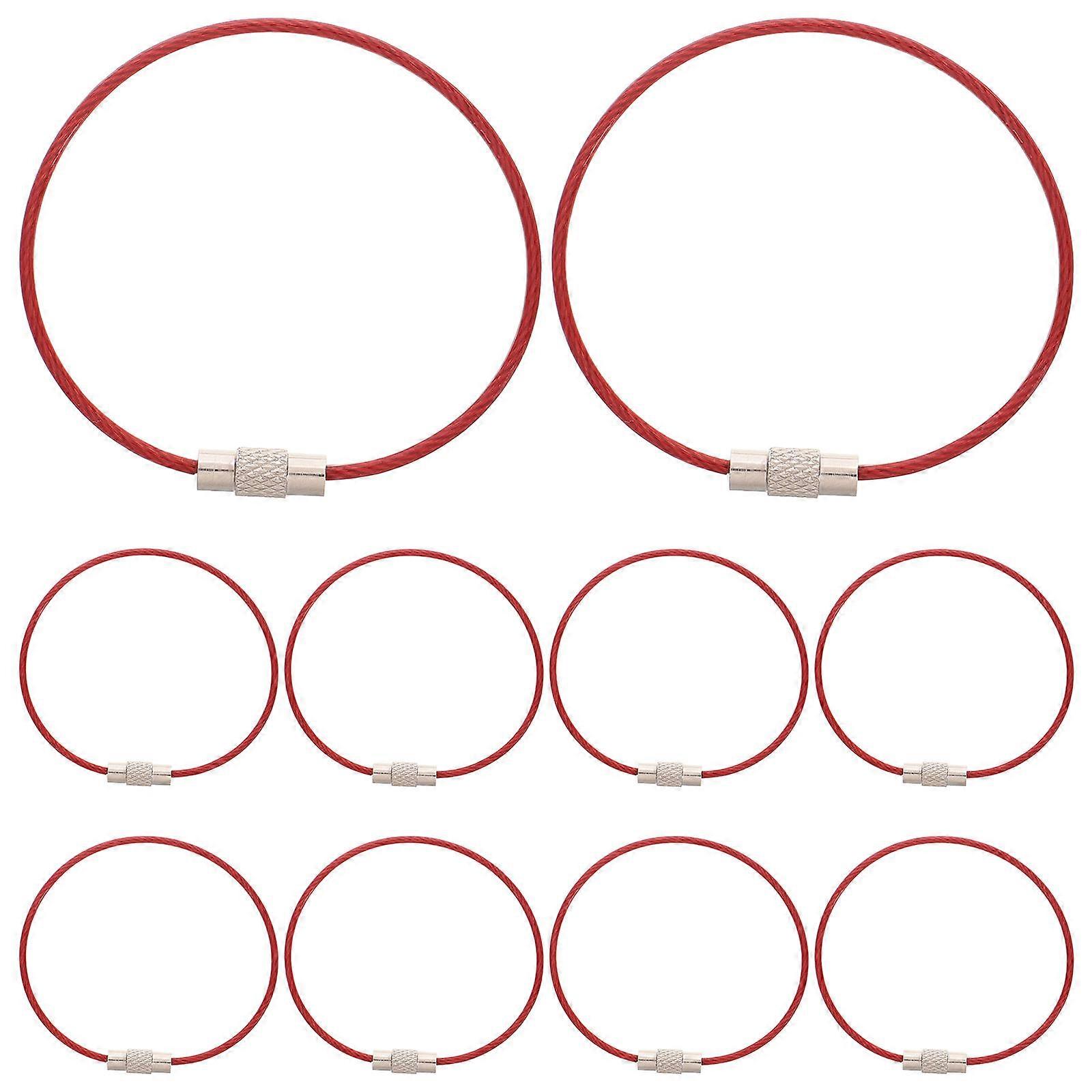 Circle Keychain Wire Rope Key Ring Secure Keys General Users Daily Use Durable Material Rainbow Colors 10Pcs