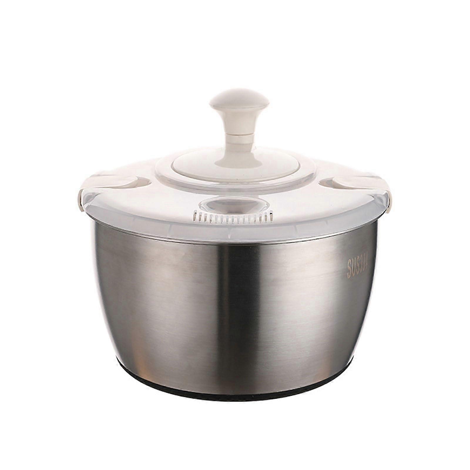 Stainless Steel Salad Spinner 5L Large Capacity Fruit And Vegetable Dehydrator Drainer For Kitchen