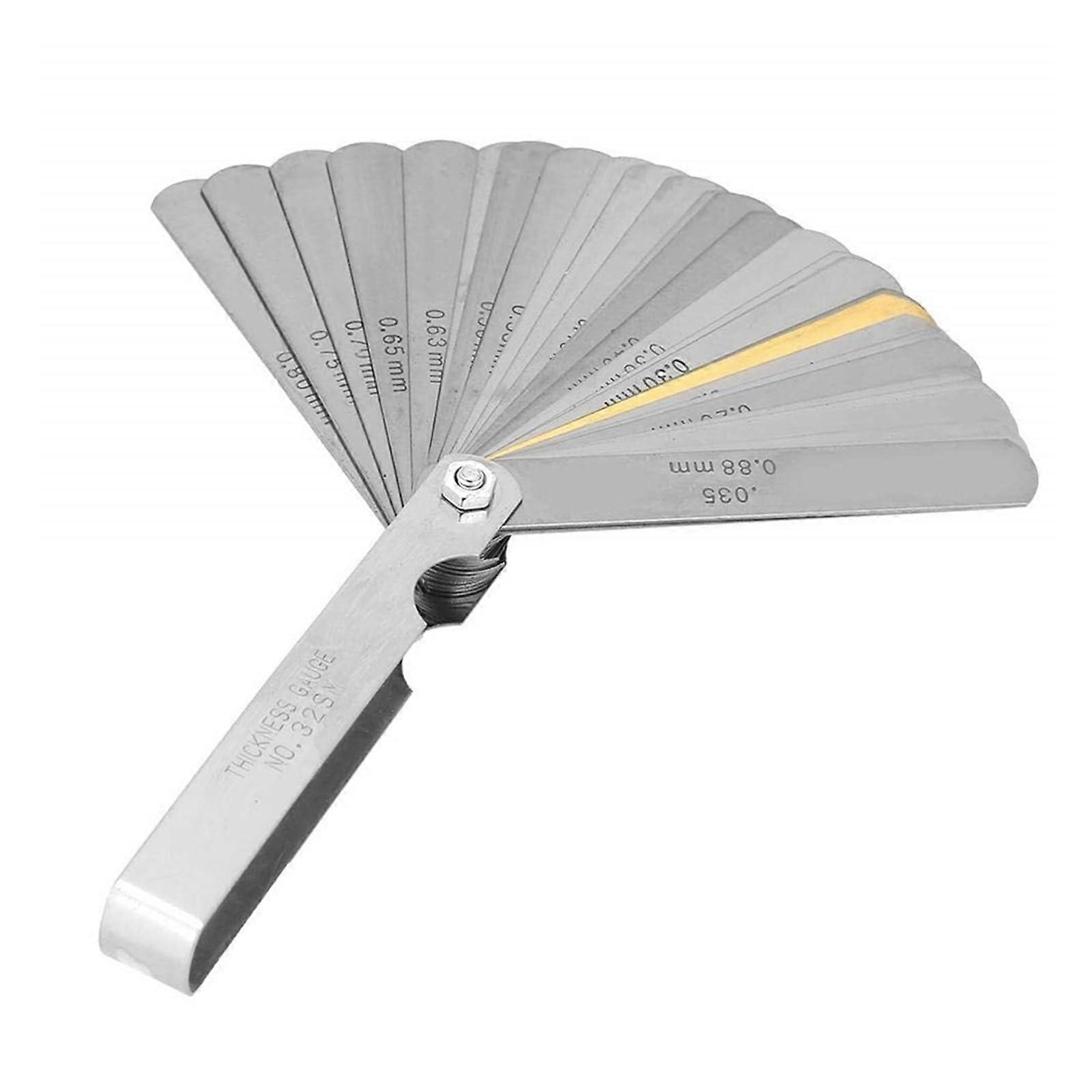Feeler Gauge 1Piece, 32Blade Stainless Steel for Measuring Thickness, Gap Width, Handwork Universal