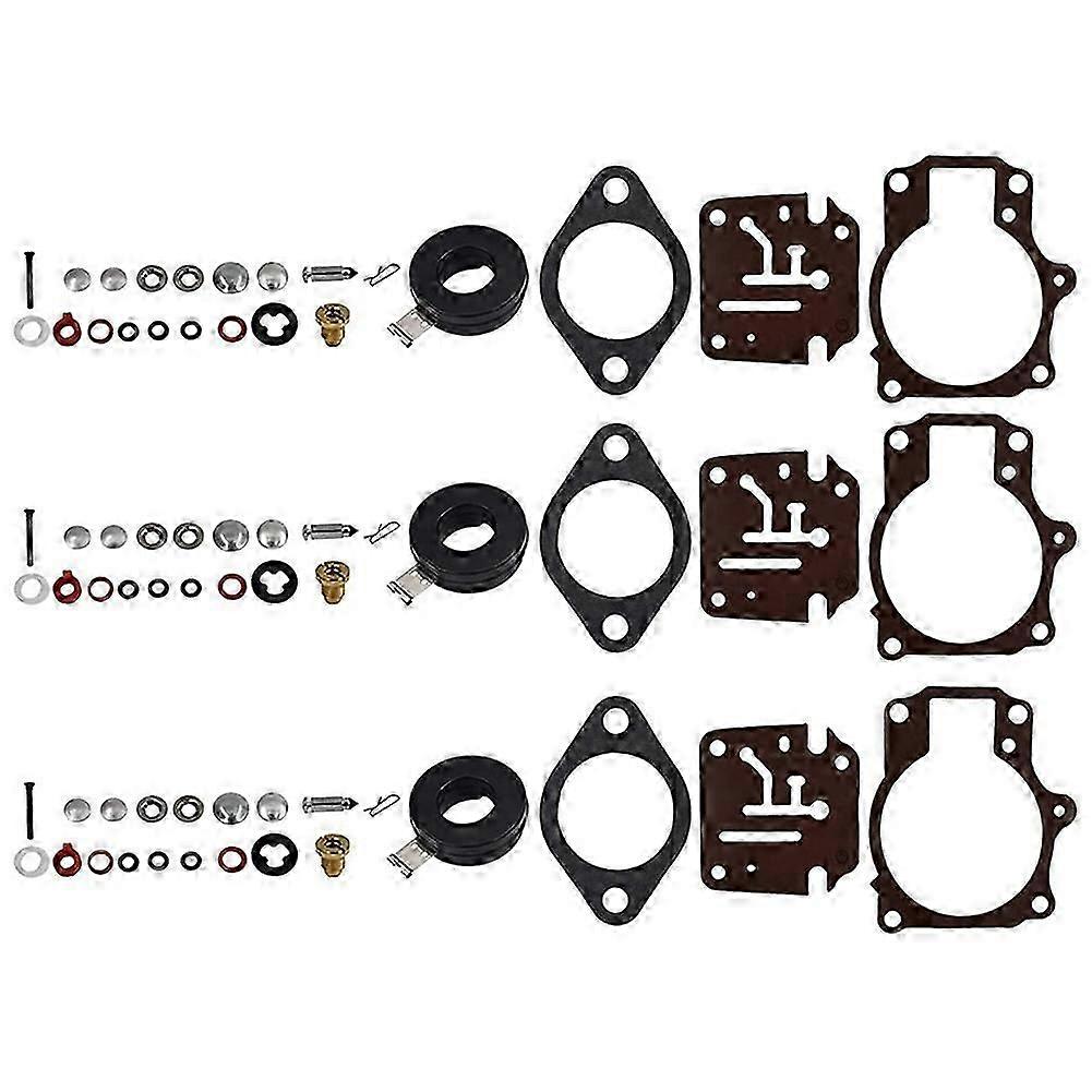 3 x kaasuttimen hiilihydraattien korjaussarja ja kelluntasovitus Johnson Evinrude