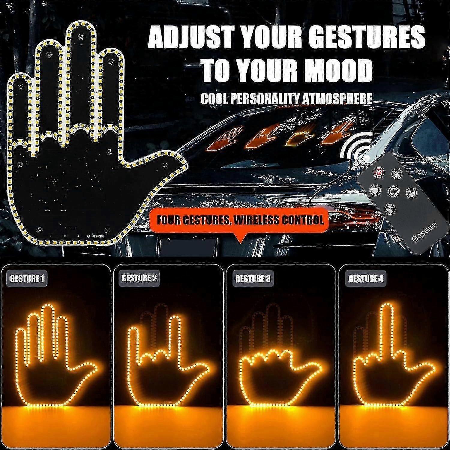 LED Back Window Car Sign with Remote Control Gesture Lighting for Amusing Illumination