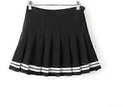 JWL-Sweet Plisat Fustă Femei Preppy Stil Mini Fustă cu talie înaltă Fete Vintage Negru Alb Drăguț Uniforme Școlare Fustev1