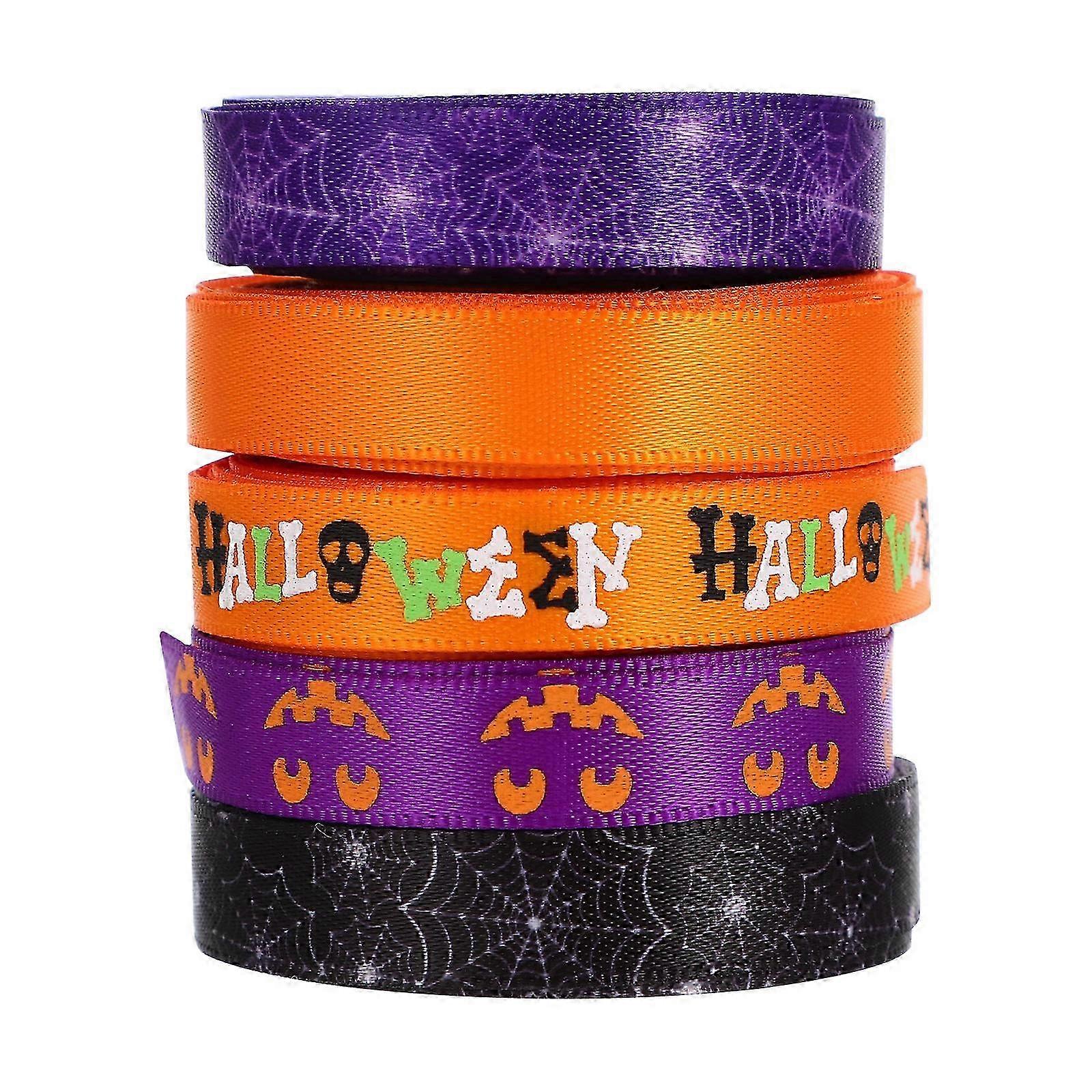 Seasonal Halloween Ribbon 5Pcs Decoration for Family Events Kids Crafting 1CM Wide