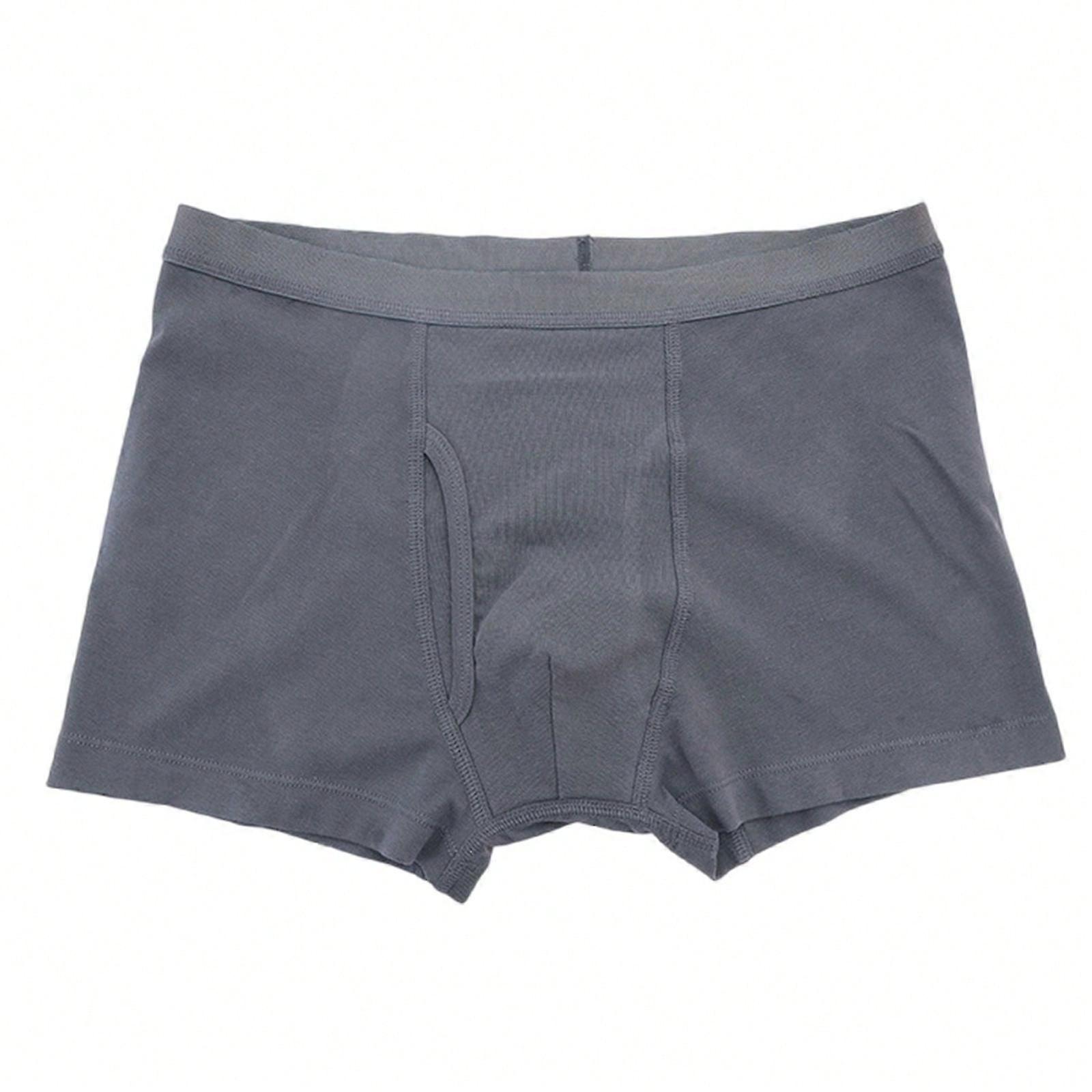 Mens Incontinence Underwear Washable Cotton Reusable Incontinence Boxers Briefs Builts in Cotton Pad for Bladder Leakage M Gray