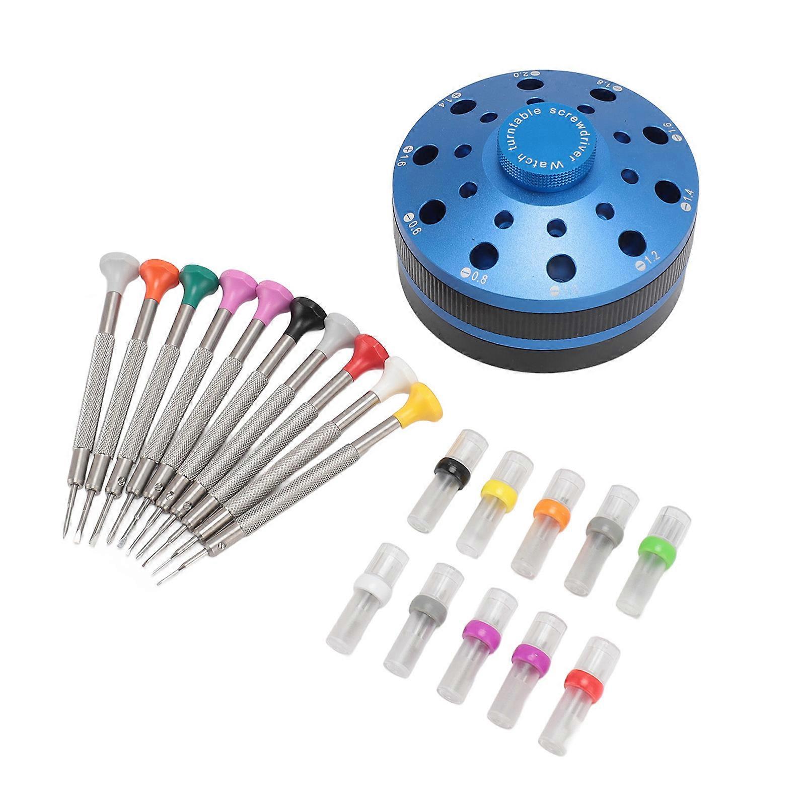 10pcs Blue Watchmaker Screwdriver Set with 20 Extra Heads