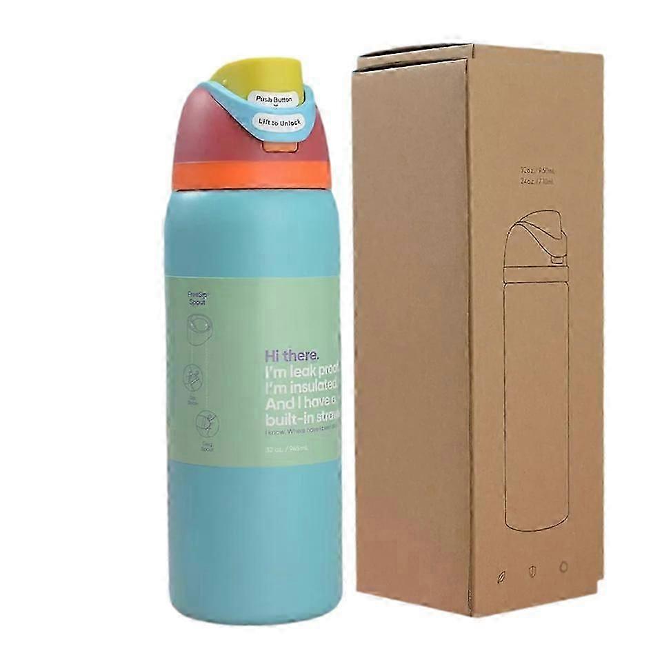 Owala FreeSip Botella de agua aislada de acero inoxidable con taza térmica de paja 35OZ