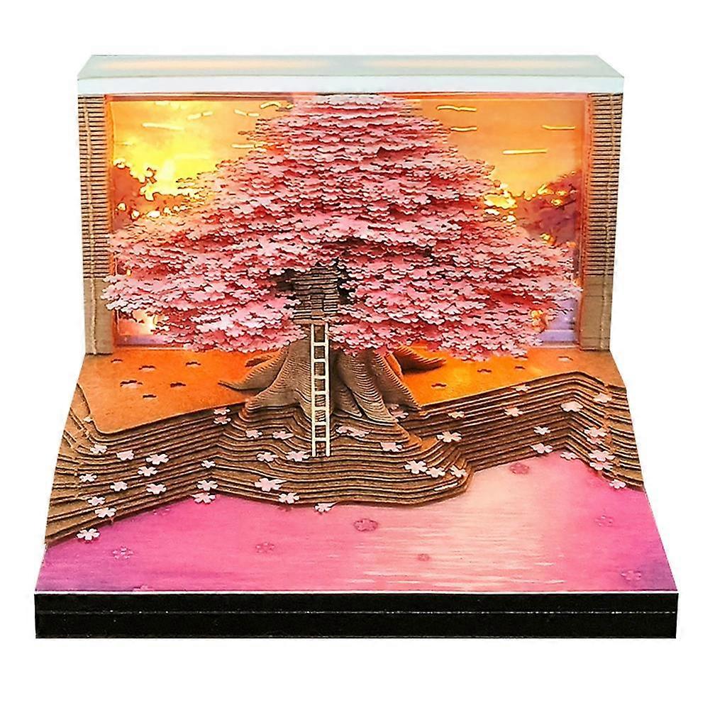 Omoshiroi Block 3D Notepad 2024 Calendar With Lights Sakura Tree 3D Art Calendar