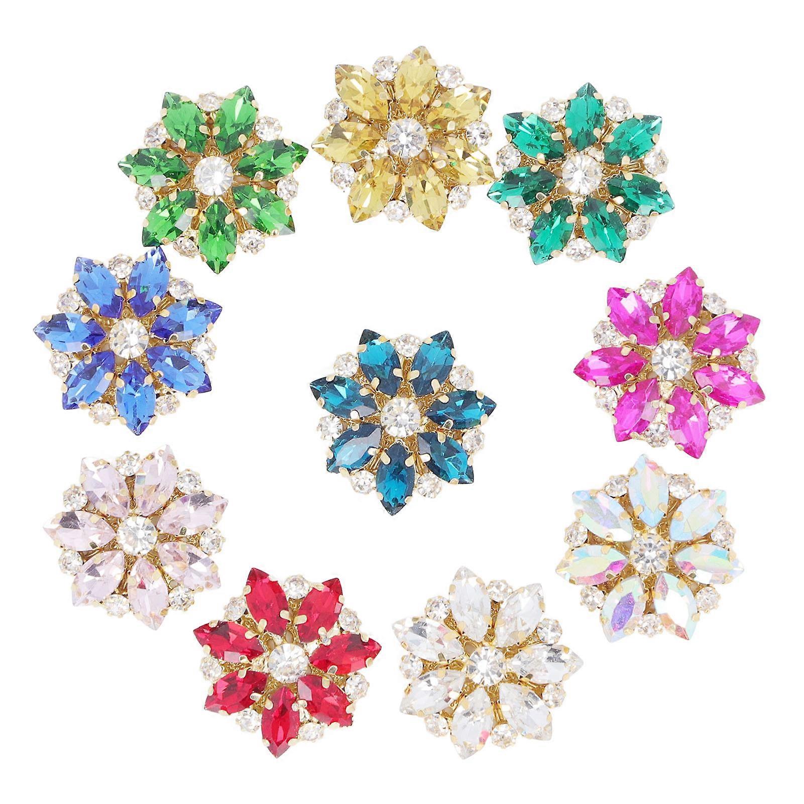 Lot de 10 boutons en strass en forme de fleur, à coudre ou à faire soi-même, pour loisirs créatifs et vêtements