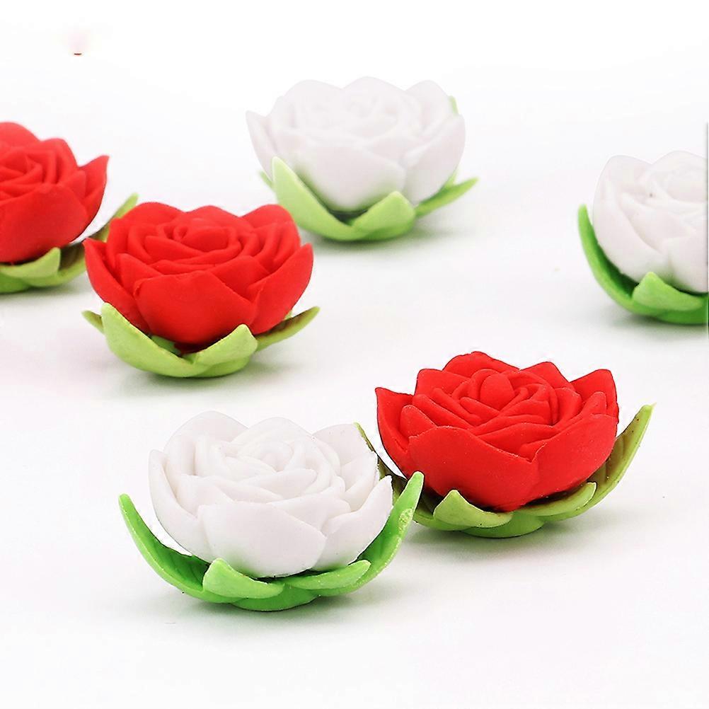 Creative Pencil Eraser Rose Shape Eraser for Pencil Erasing 24Pcs Red