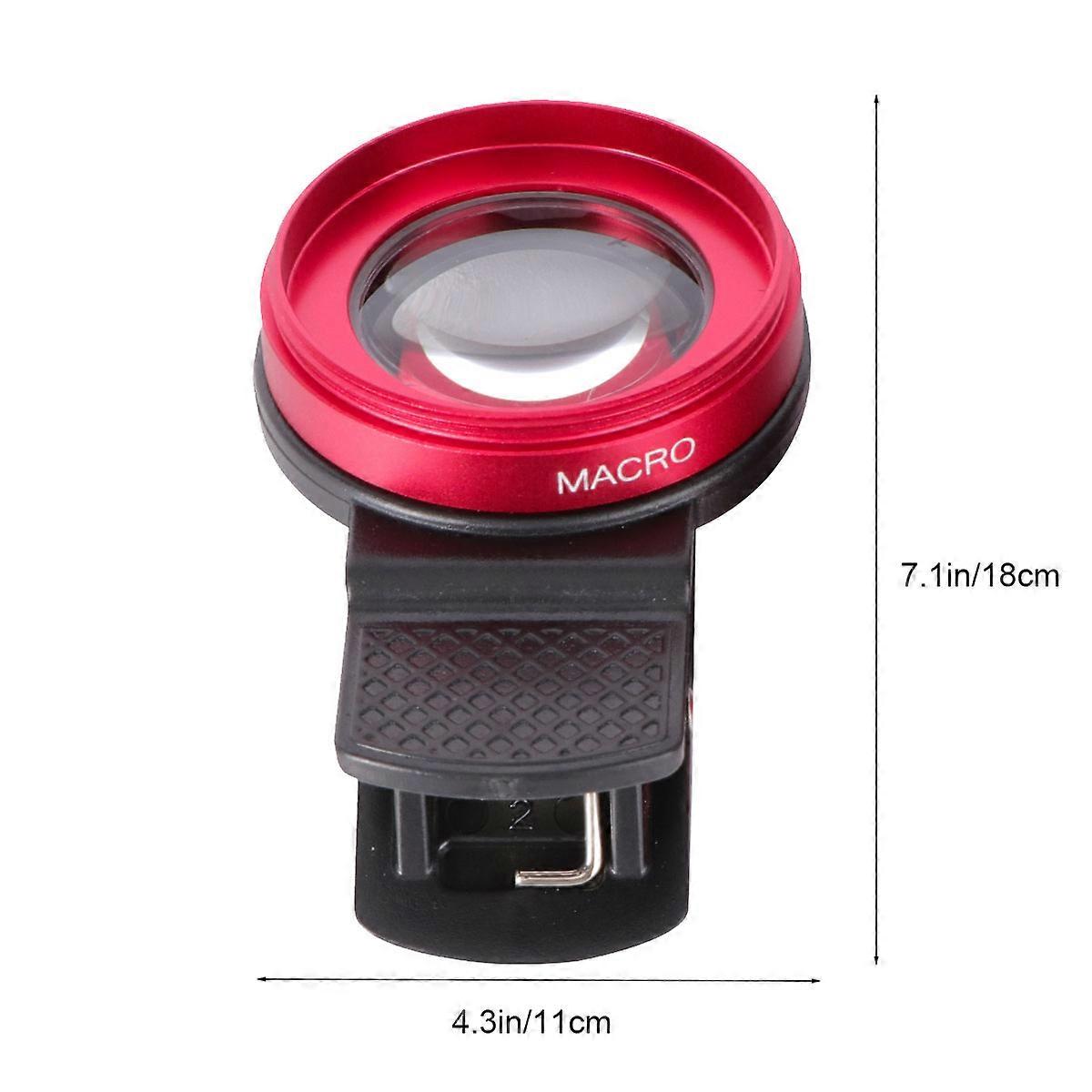 Smartphone Camera Lens 2 In 1 Design 0.45X Wide Angle Lens And 12.5X Macro Lens For Photographers 5.00X5.00X4.00Cm Red