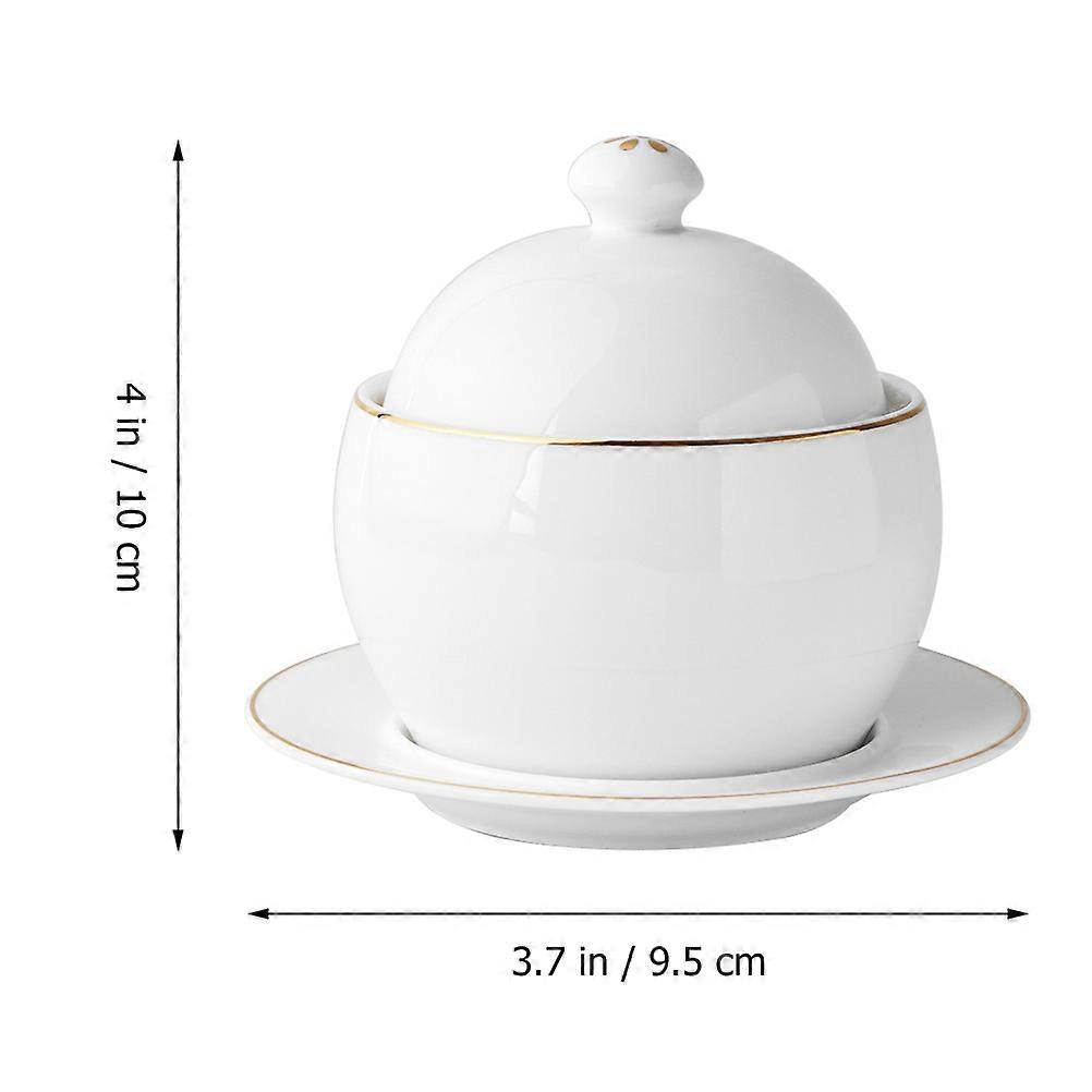 Kitchen Tableware Ceramic Stew Pot for Soup Serving 1Set White