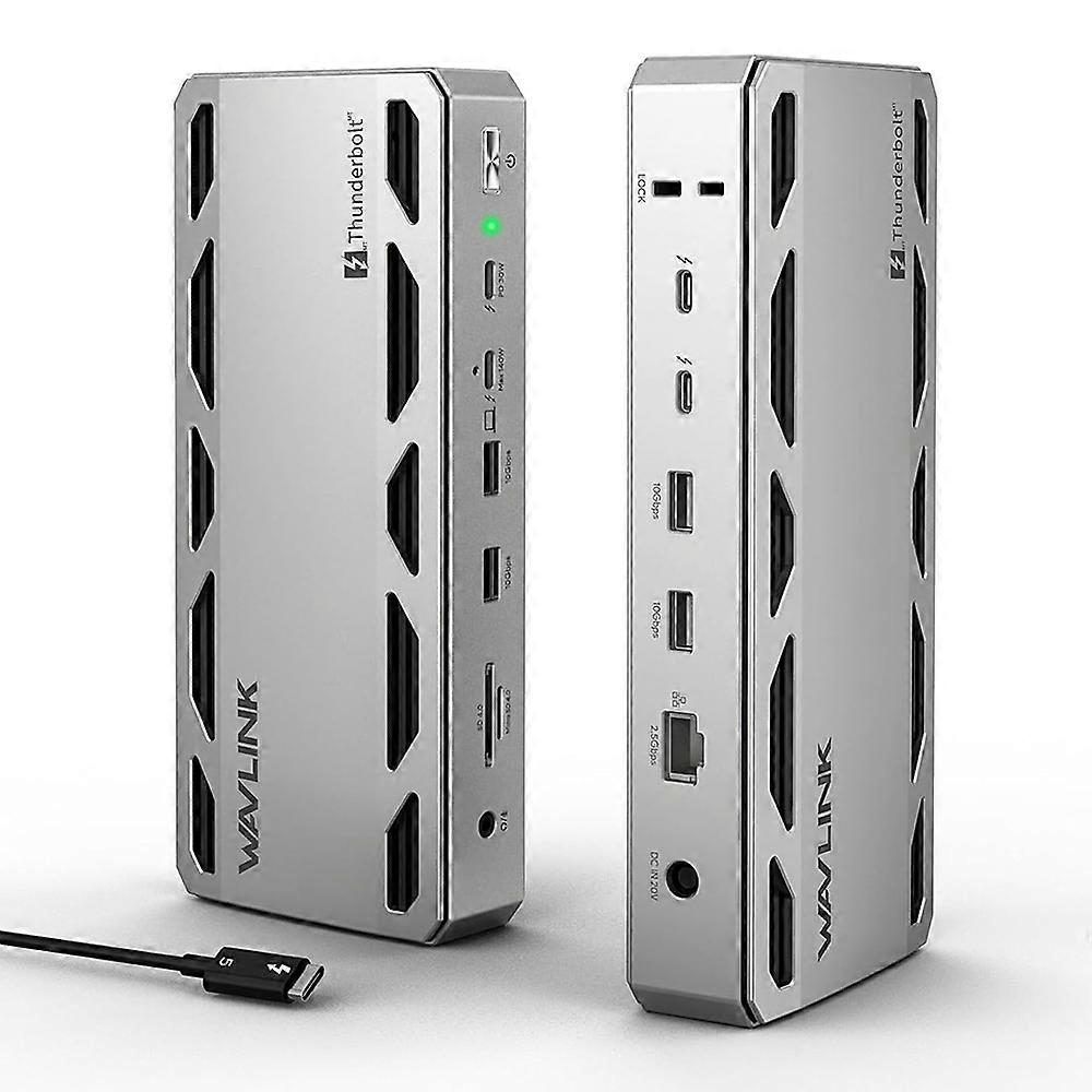 TKdaddy WAVLINK UTD58 12-in-1 Thunderbolt 5 Docking Station for Laptops 120Gbps 140W PD Hub Adapter UK Plug