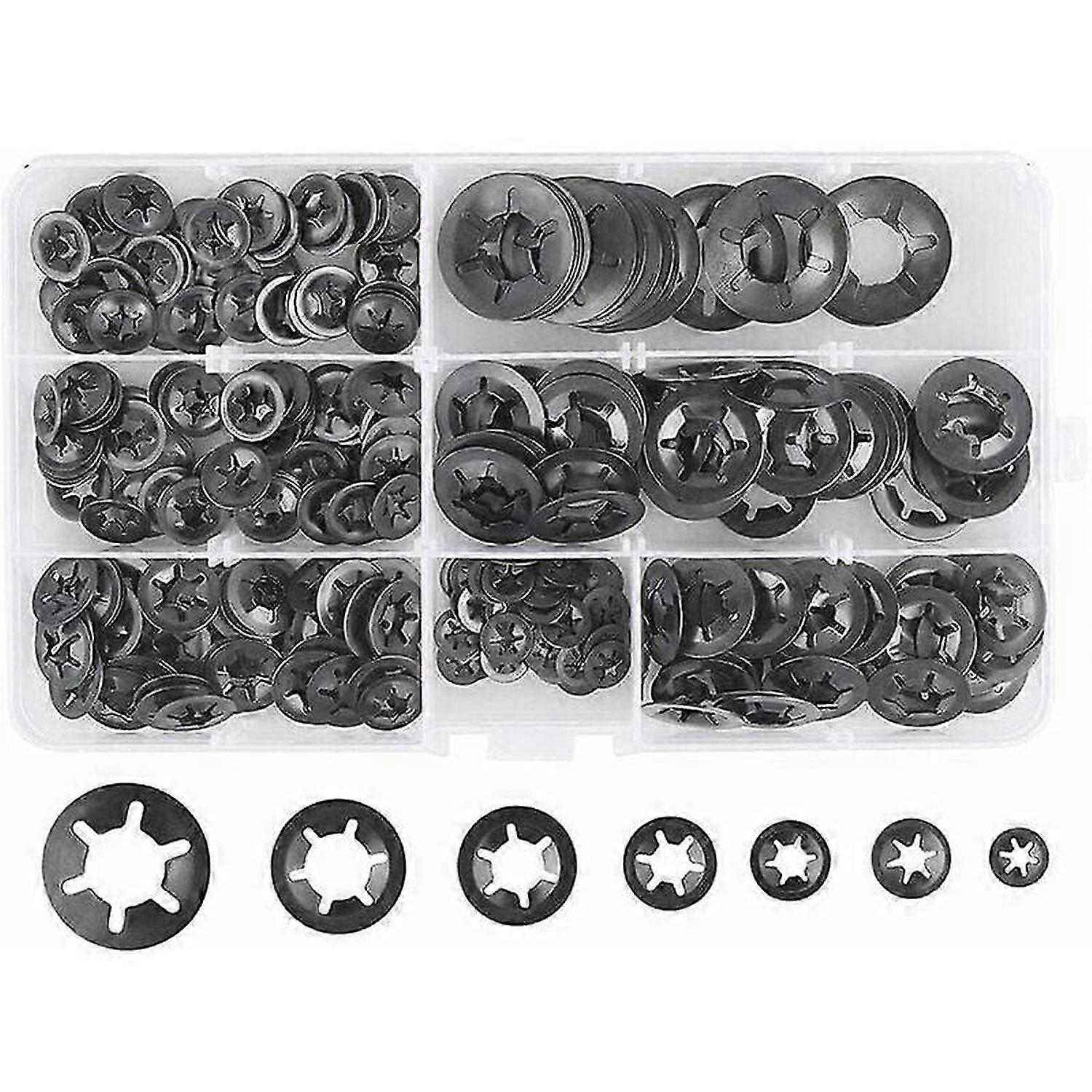 280 Pcs Lock Washers Lock Washers, Steel Lock Washers Quick Lock Washers M3 M4 M5 M6 M8 M10 M12, 7 Sizes, Black