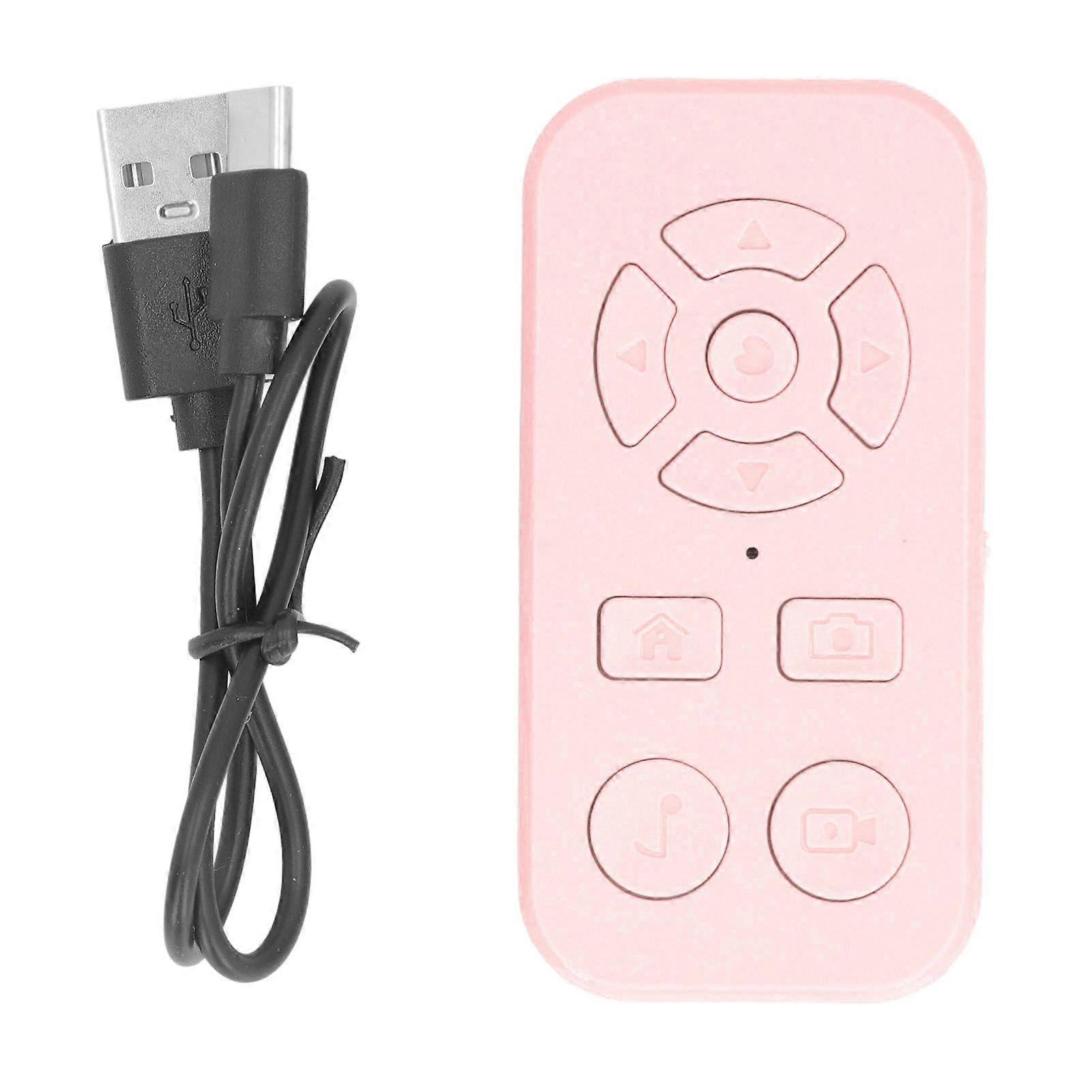 Bluetooth Remote Control Page Turner 9 Keys Smartphone Scrolling Rechargeable Wireless Self Recording Video Clicker Pink