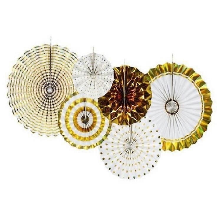 2 Sets Bronzing Paper Fan Flower Set Bronzing 6pcs