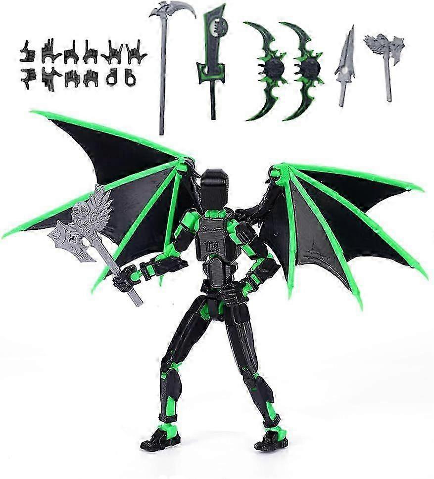 New Cool T13 Action Figure with Wings, Assembly Completed 13CM 3D Printed Titan 13 Action Figure Dummy 13 with 5 Weapons & 6 Hands Sets, Kids' Present