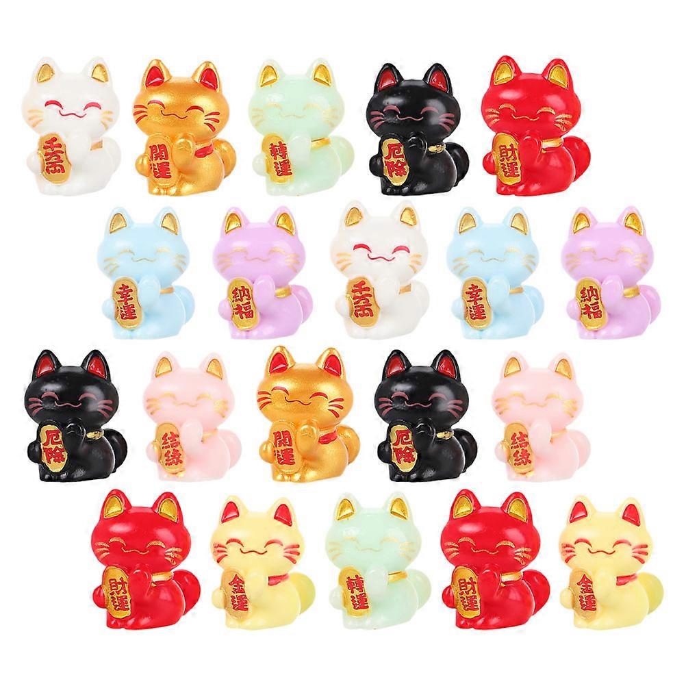 Mini Resin Lucky Cat Figurines Fortune Cat Decor for Home Office 80Pcs