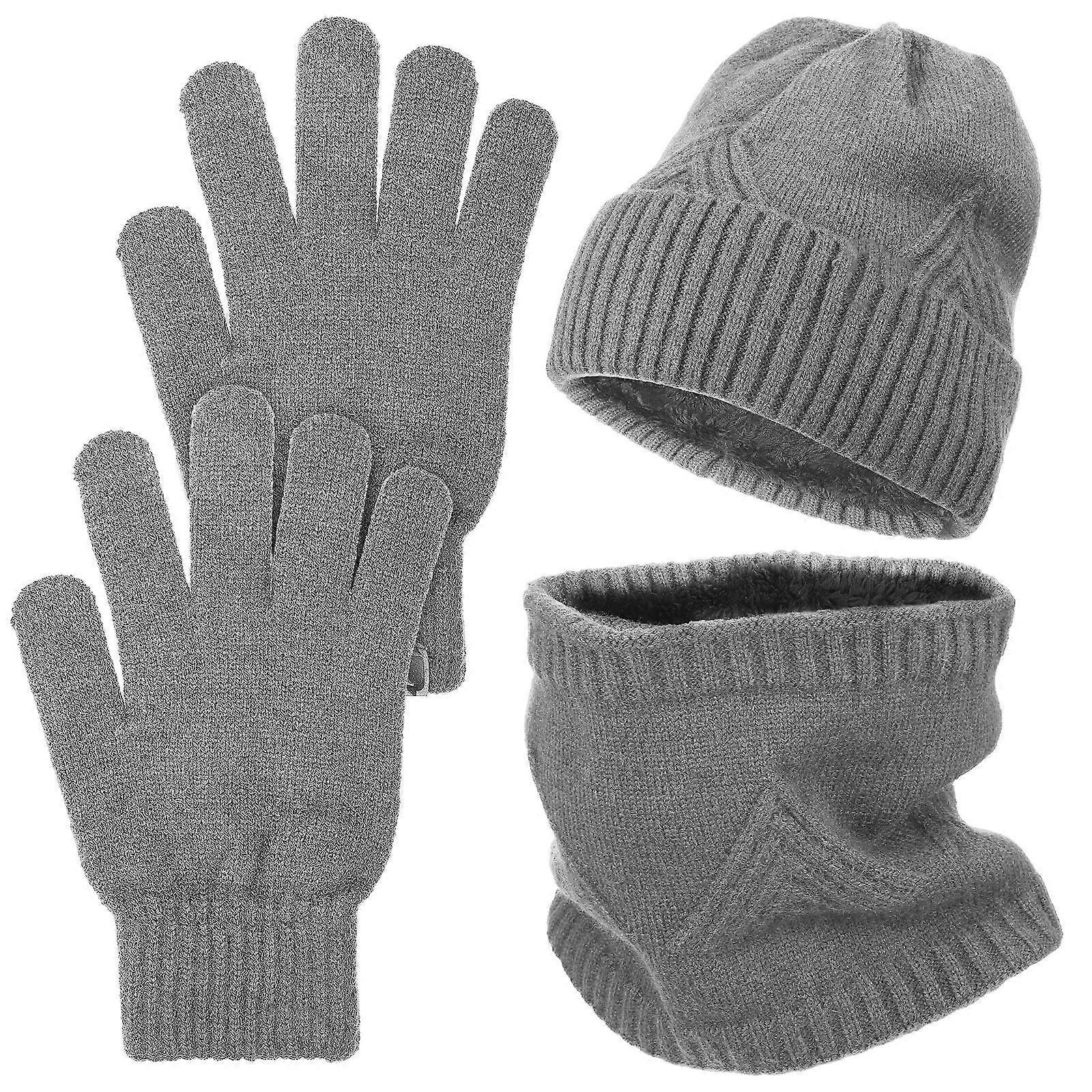 Warm Scarf Gloves Hat Set for Daily Use with Touchscreen Gloves 3Pcs
