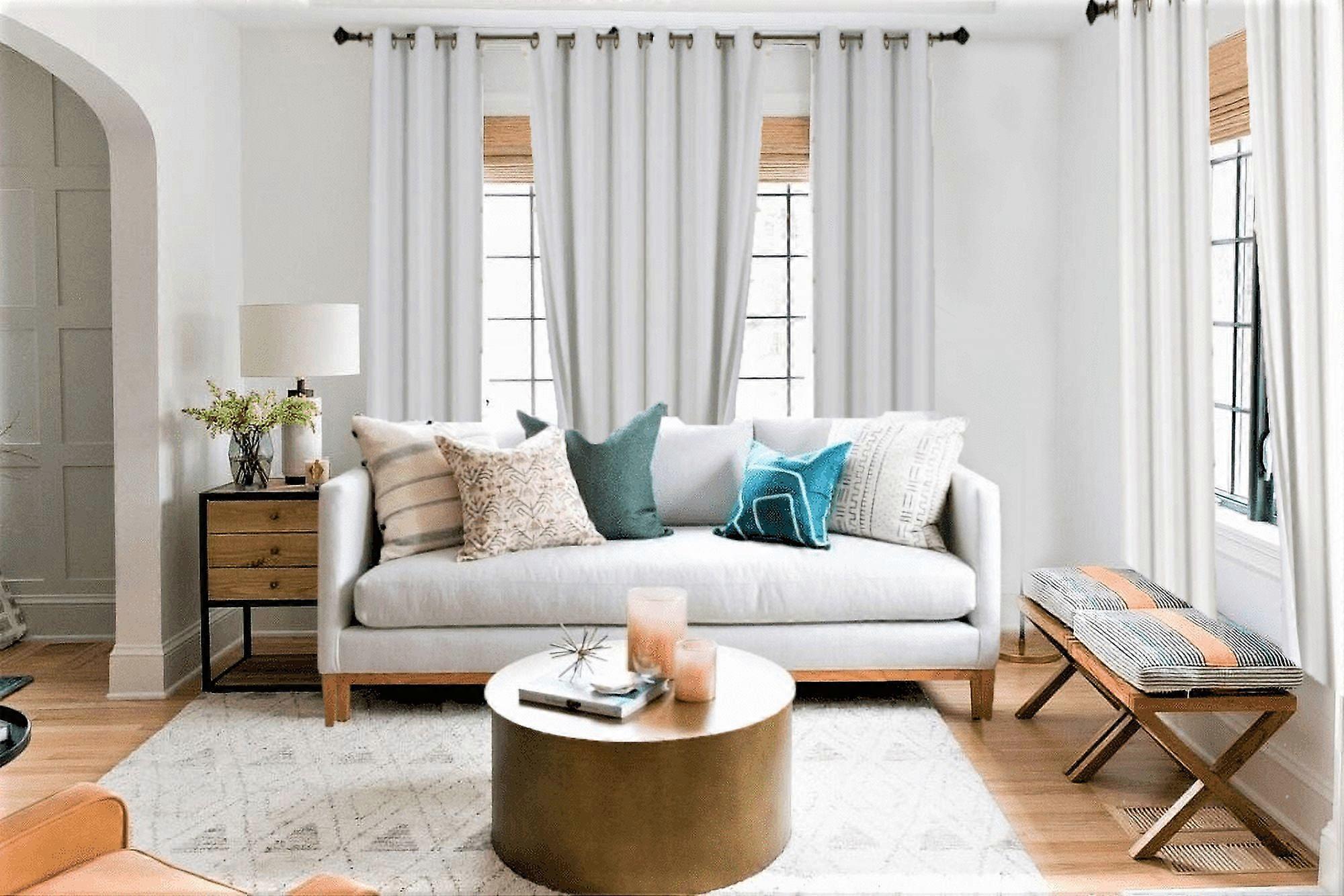 Luxury 2pc Adam Ivory Panels 35"X84" | 100% Blackout, 3-Layer Thermal & Energy Efficient | Grommet Drape Lined