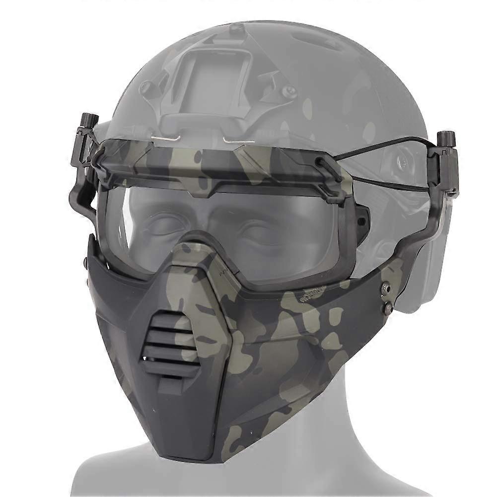Airsoft Paintball Half Face Protection Goggles Set Polycarbonate Lens Adjustable Strap FAST Helmet Compatible