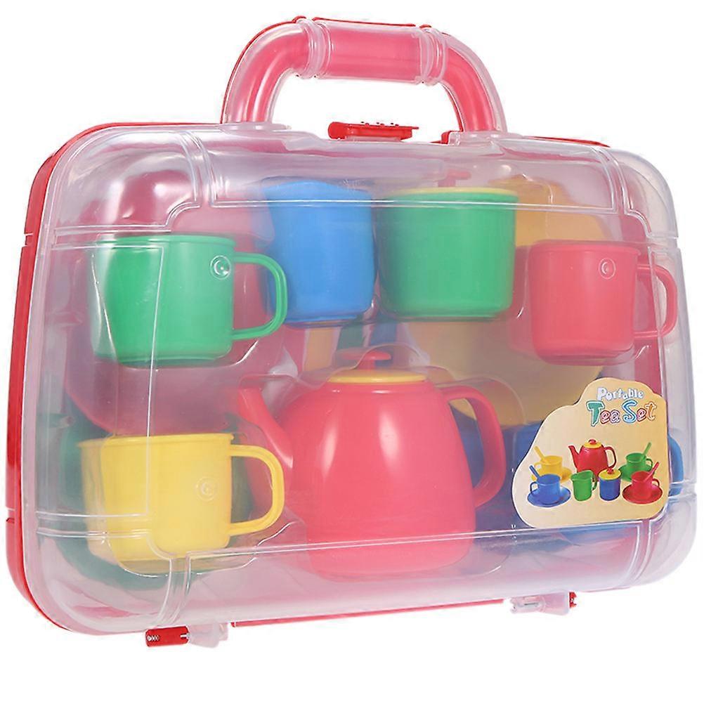 Safe Kids Play Tea Set Pretend Play Tea Toy for Children 2Sets Red